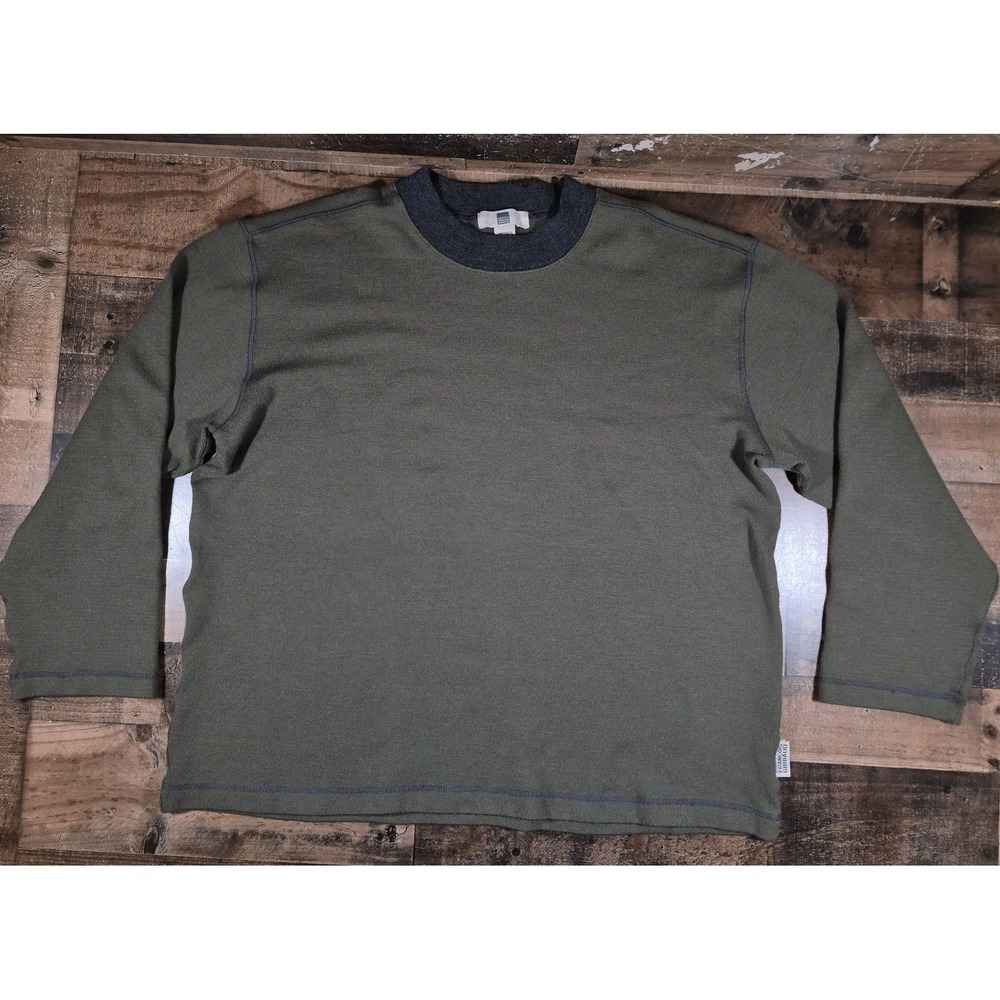 Vintage Marithe Francois Girbaud Sweater Men's XL Green Gray Wool Blend Knit Y2K
